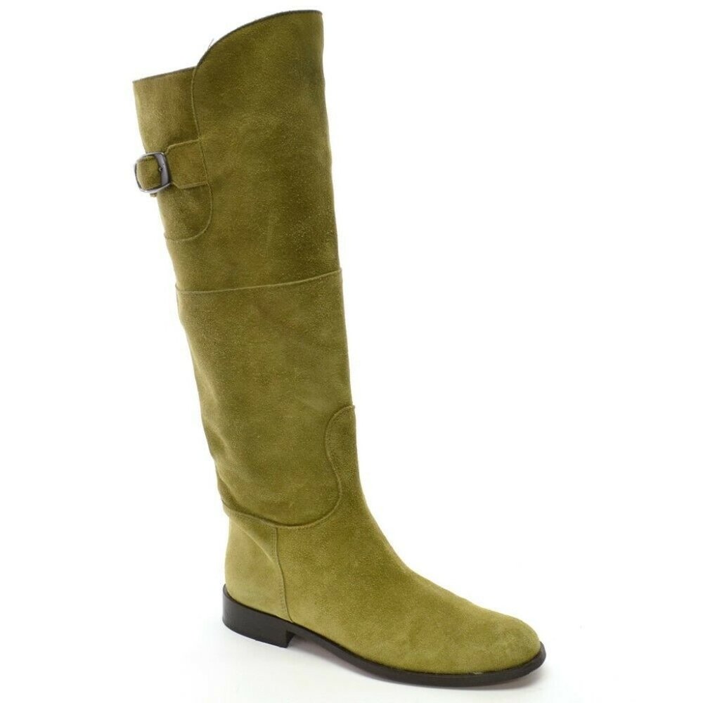 Suarez Italian Tall Suede Leather Flat Boots 36